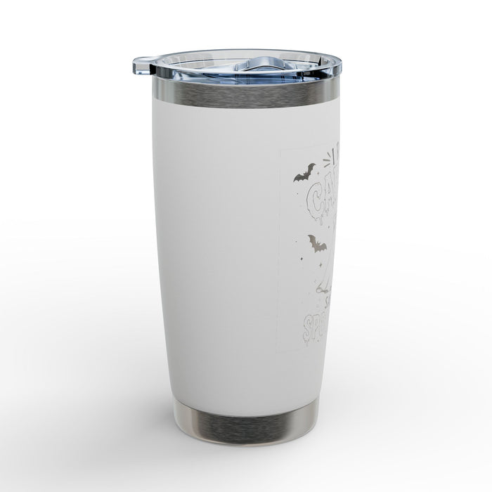 20oz Engraved Tumbler — "I Run on Caffeine, Sarcasm &" Halloween Bat Design
