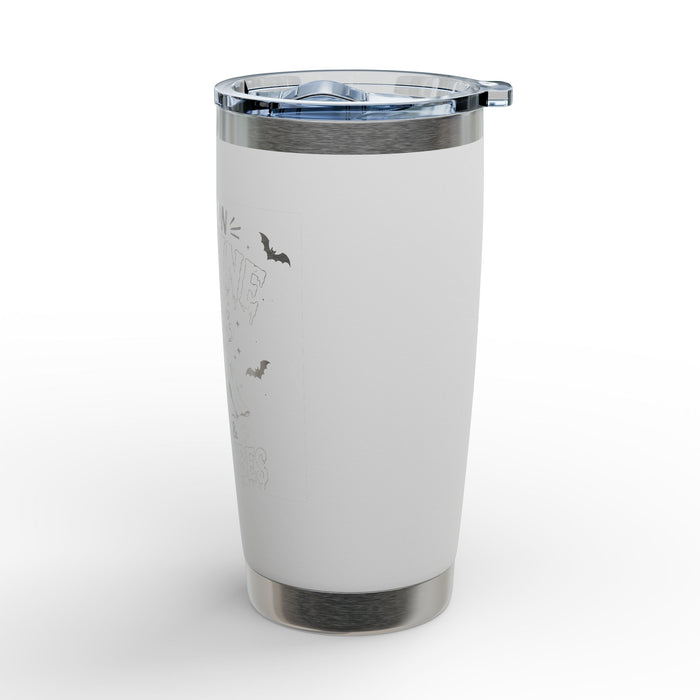 20oz Engraved Tumbler — "I Run on Caffeine, Sarcasm &" Halloween Bat Design