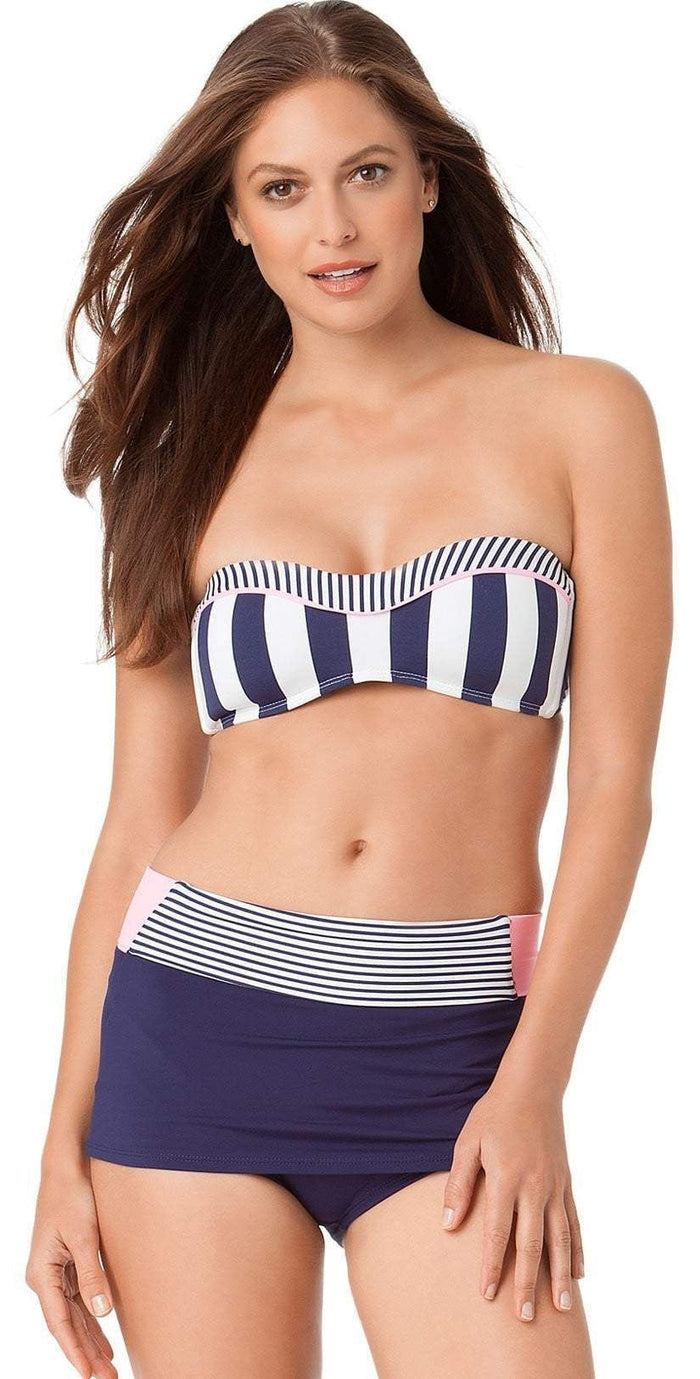 Anne Cole High Waist Skort Bottom in Navy 16MB 421-MULT: