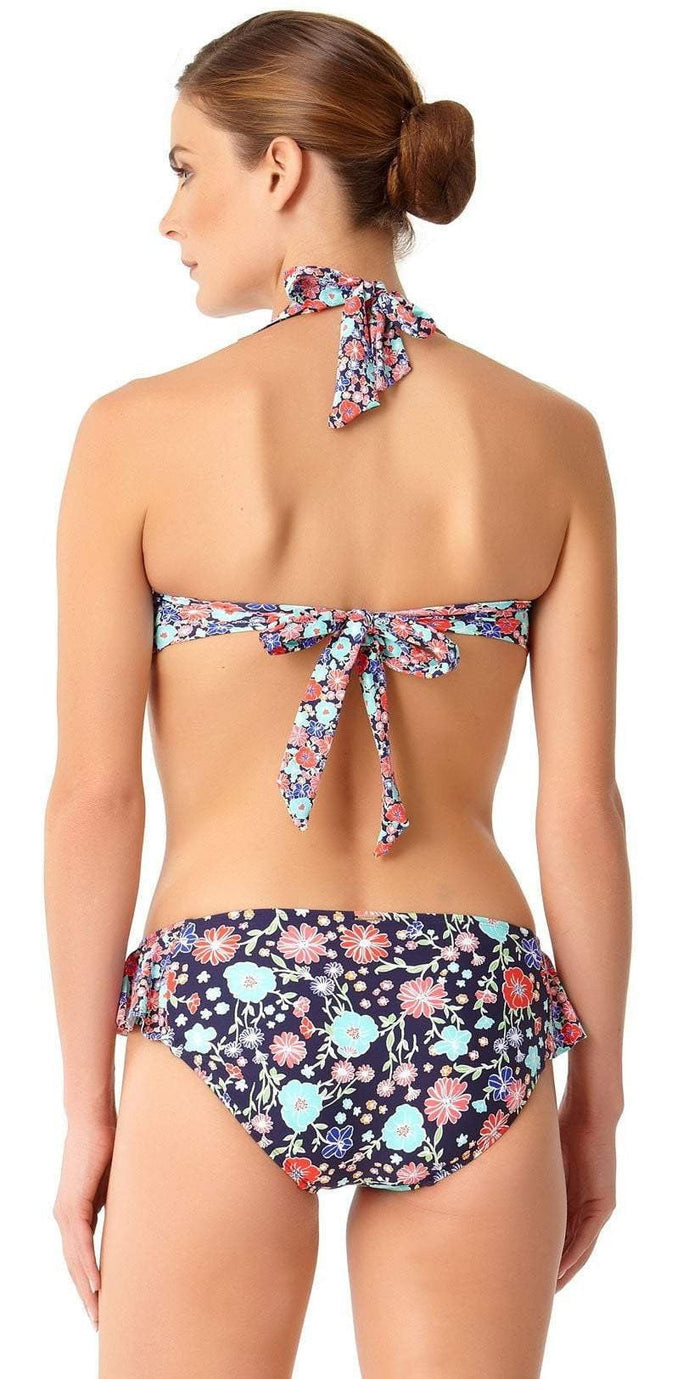 Anne Cole Lazy Daisy Marilyn Flounce Halter Top 18MT10460-NAVY: