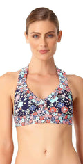 Anne Cole Lazy Daisy Marilyn Flounce Halter Top 18MT10460-NAVY: