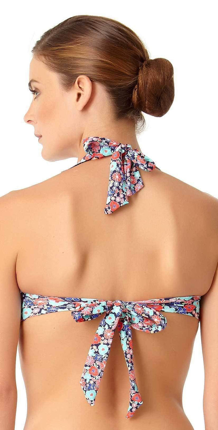 Anne Cole Lazy Daisy Marilyn Flounce Halter Top 18MT10460-NAVY: