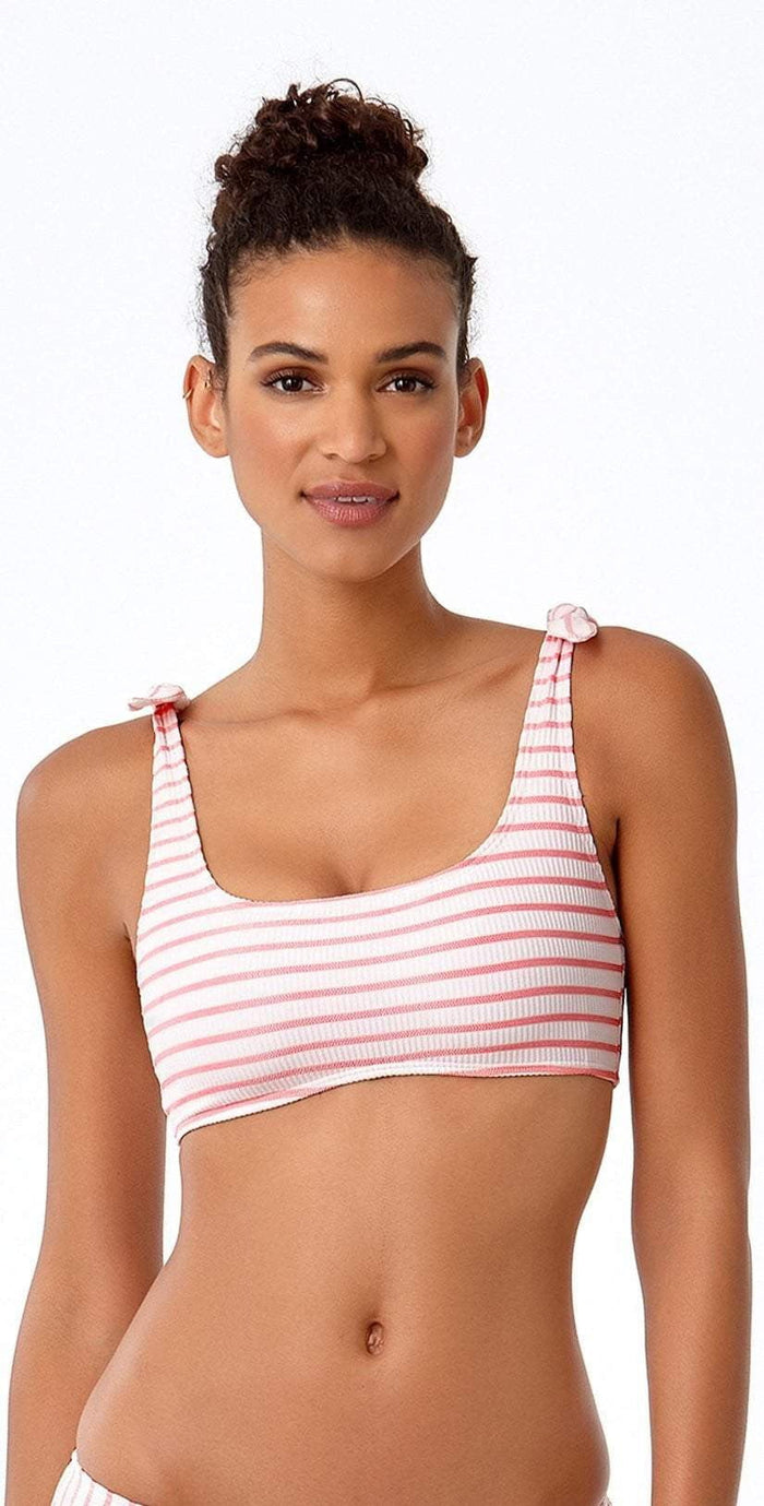 Anne Cole Studio Coral and White Striped Top 18ST13602-COST: