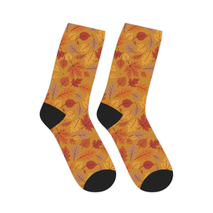 Autumn Leaves Mid-Length Socks - Fall Leaf Pattern Crew Socks