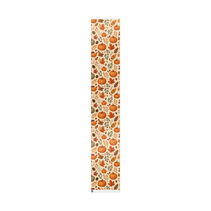 Autumn Pumpkins Wrapping Paper Roll — Fall Leaves Gift Wrap for Thanksgiving & Harvest