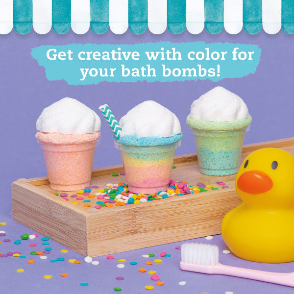 Colorful bath bombs in ice cream cone molds