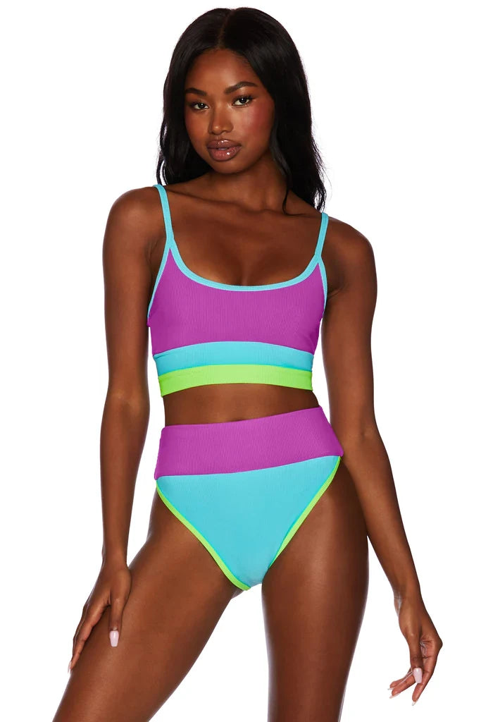 Beach Riot Eva Top in Fluorescents Colorblock