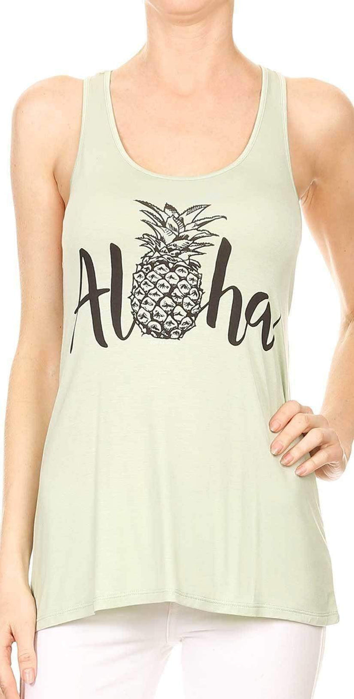 Bear Dance Aloha Tee with Pineapple in Light Green G1024:
