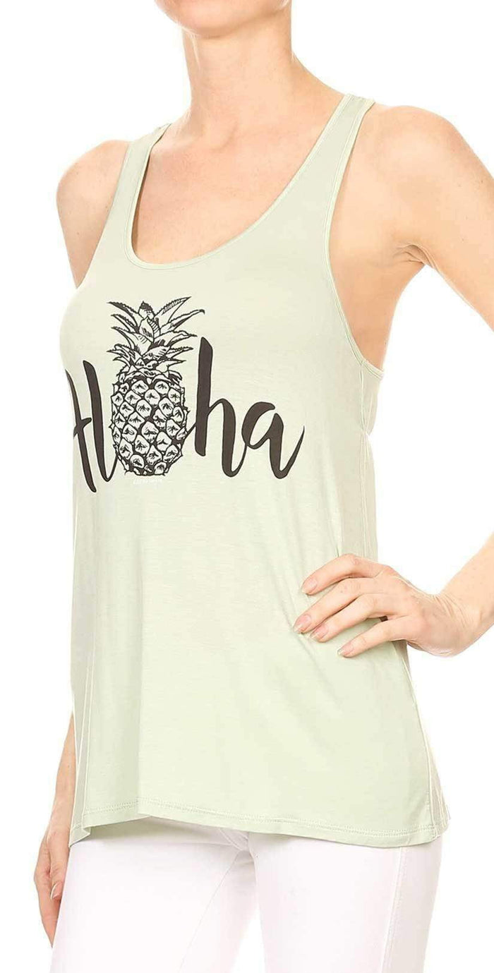 Bear Dance Aloha Tee with Pineapple in Light Green G1024: