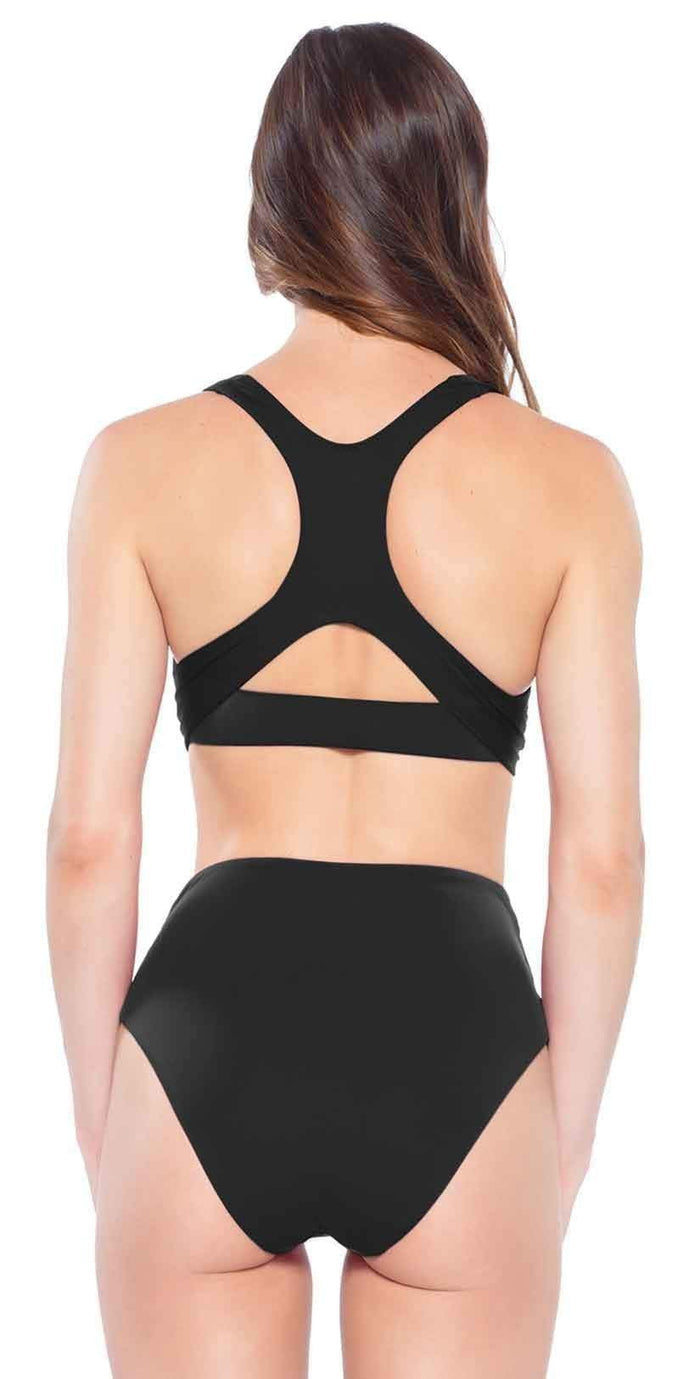 Becca Color Code Racer Back Bikini Top in Black 853797 BLK: