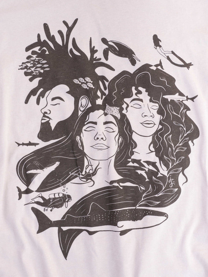 AAUS Diversity in Diving Tee close up of the screen printed artwork