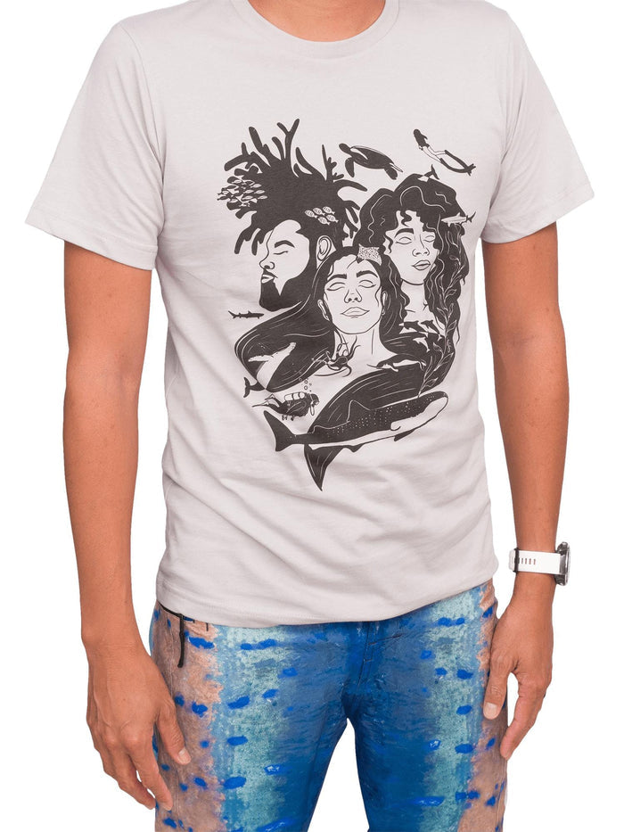 AAUS Diversity in Diving Tee close up photo of the front on a man's body
