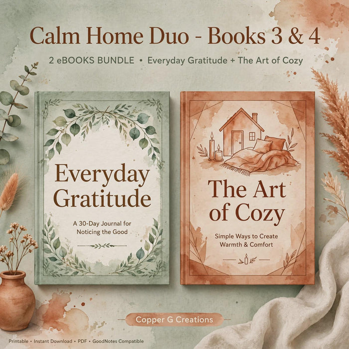 Calm Home Duo: Gratitude Cards + Cozy Wall Art Guide (2-Ebook Bundle)
