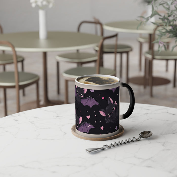 Color-Changing Mug — Cute Kawaii Bat Pattern (11oz)