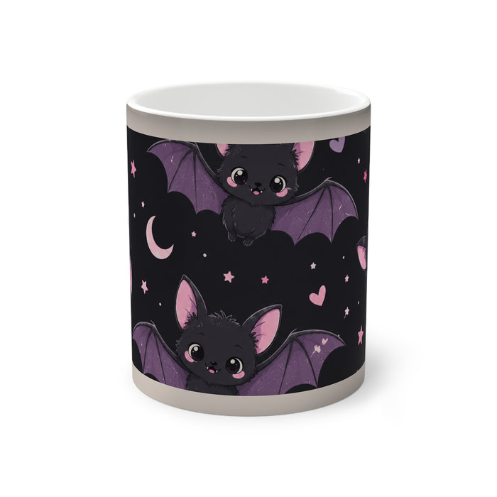 Color-Changing Mug — Cute Kawaii Bat Pattern (11oz)