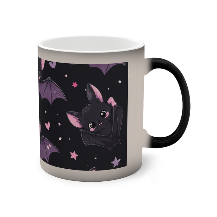 Color-Changing Mug — Cute Kawaii Bat Pattern (11oz)