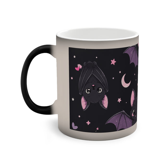 Color-Changing Mug — Cute Kawaii Bat Pattern (11oz)