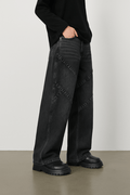 Cross Pleated Wide Leg Jeans // Washed Black - Urban Monkey® - 25PNLF4_BK_XS/26