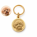 Custom Pet Portrait Brass Keychain From Photo