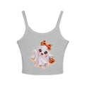 Cute Halloween Ghost Tank Top — Kawaii Ghost with Pumpkin Candy Pail