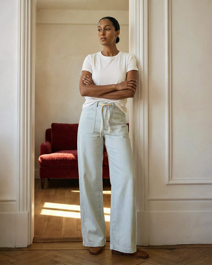 Darcy Wide Leg with Pork Chop || Moonlight White