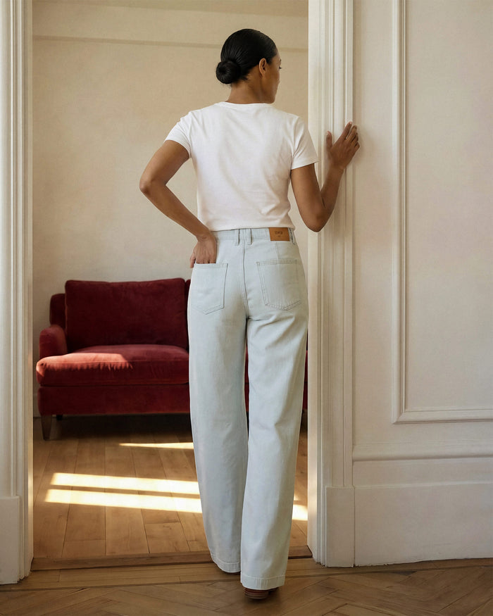 Darcy Wide Leg with Pork Chop || Moonlight White