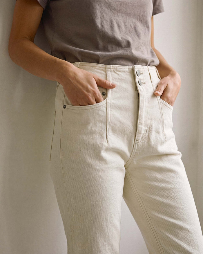 Frankie High Rise Relaxed Jean || Alabaster
