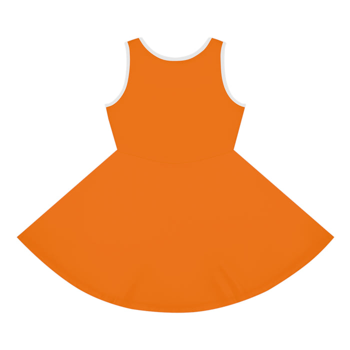Girls' Halloween Pumpkin Sundress — Orange Jack‑O'Lantern Tank Dress for Kids