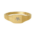 Gold Stainless Steel Square Signet Ring — Custom Engraved Monogram