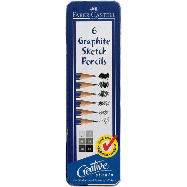 Graphite Sketch Pencils 6ct Metal Tin