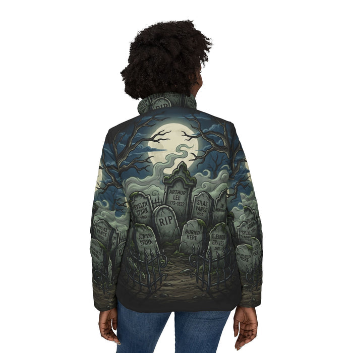 Graveyard Moon Puffer Jacket — Gothic Halloween Women’s Coat