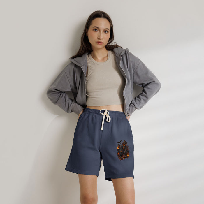 Halloween Bear & Pumpkin Fleece Sweat Shorts
