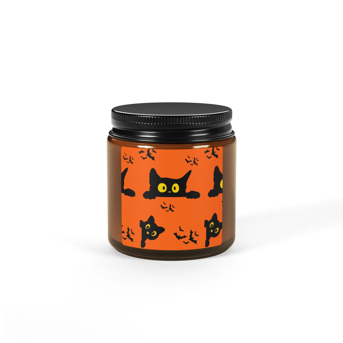 Halloween Black Cat Soy Candle — Amber Jar Scented Candle