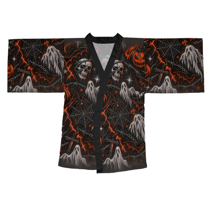 Halloween Ghosts & Pumpkins Kimono Robe — Spooky All-Over Print