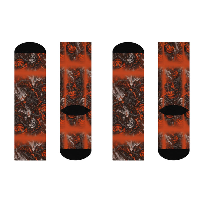 Halloween Haunted Crew Socks — Pumpkin Ghost Spooky Night Cushion Crew