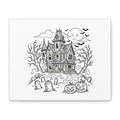 Halloween Haunted House Coloring Canvas  — Spooky Graveyard with Jack-o'-Lanterns