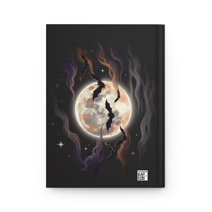 Halloween Journal — Mischievous Pumpkin & Moonlit Bats Hardcover Journal
