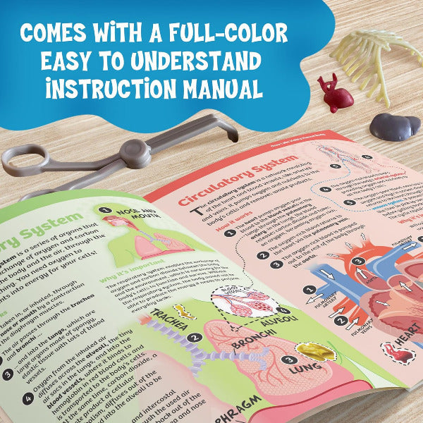 Open educational book with text about a full-color instruction manual.