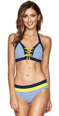 Jets Panama Plunge Lace Up Bra Bikini Top J4870-OCNC: