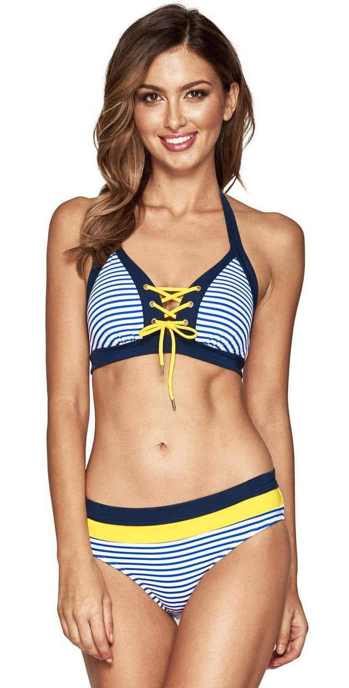Jets Panama Plunge Lace Up Bra Bikini Top J4870-OCNC: