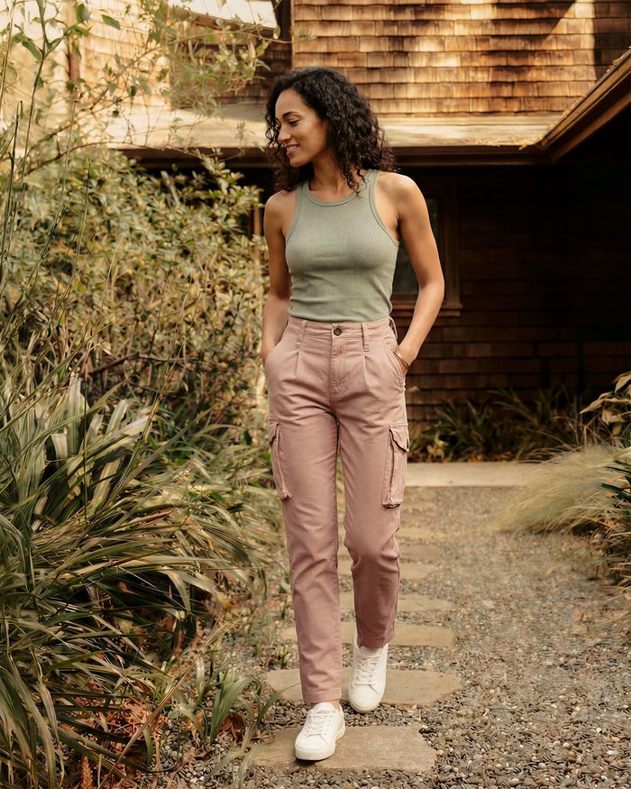 Kayla Relaxed Cargo Jean || Dusty Rose