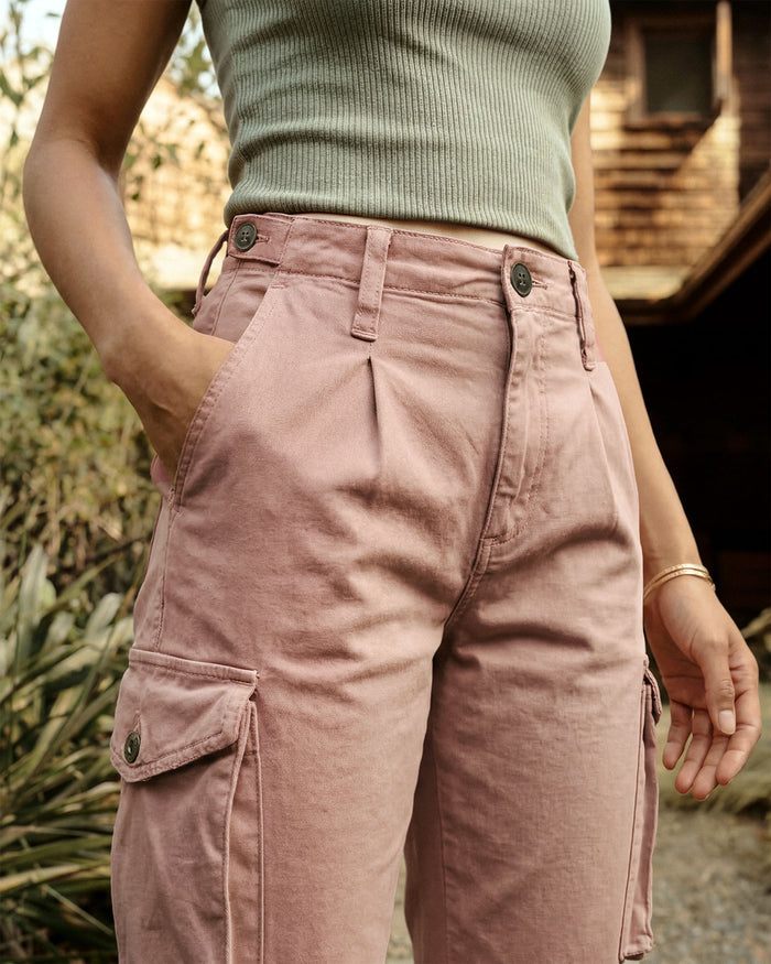 Kayla Relaxed Cargo Jean || Dusty Rose