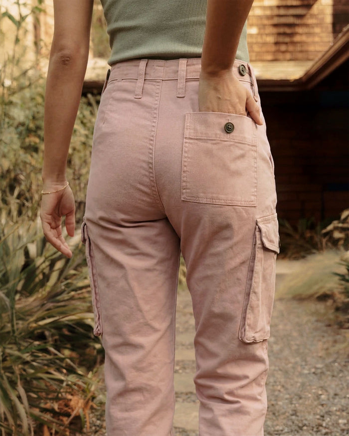 Kayla Relaxed Cargo Jean || Dusty Rose
