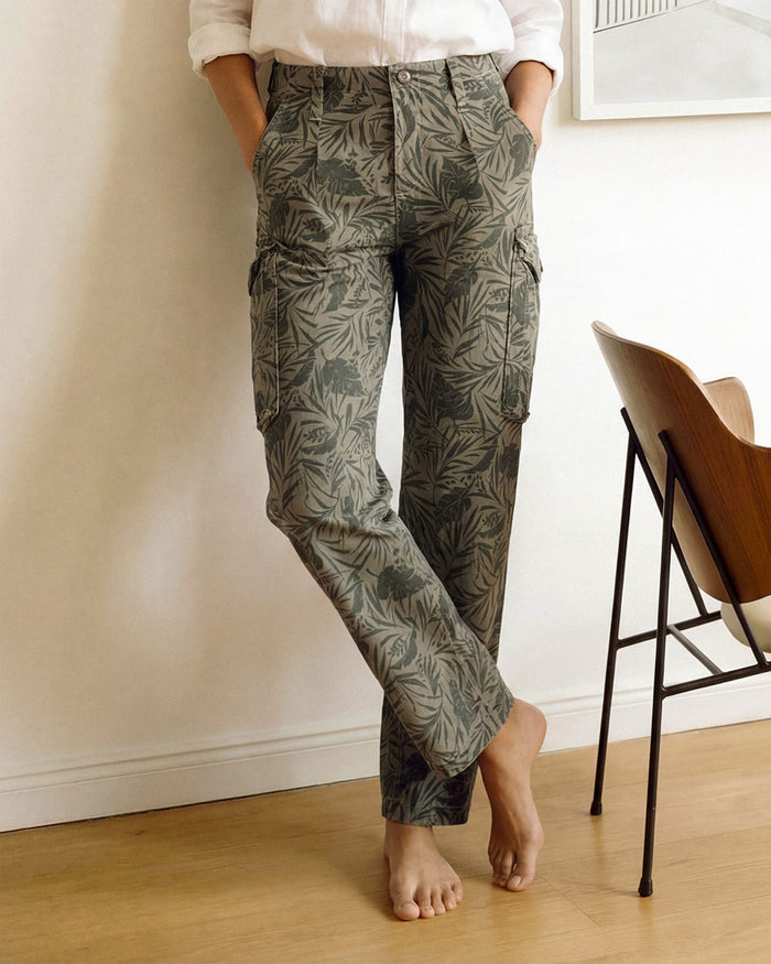 Kayla Relaxed Cargo Jean || Palm Leaf