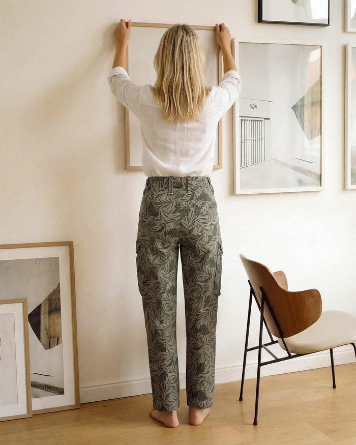 Kayla Relaxed Cargo Jean || Palm Leaf