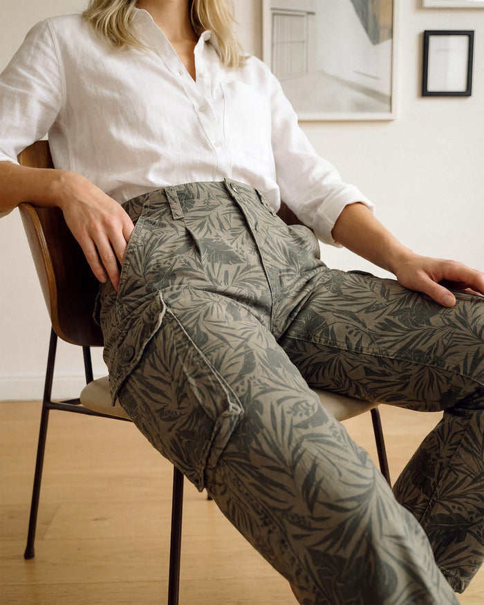 Kayla Relaxed Cargo Jean || Palm Leaf