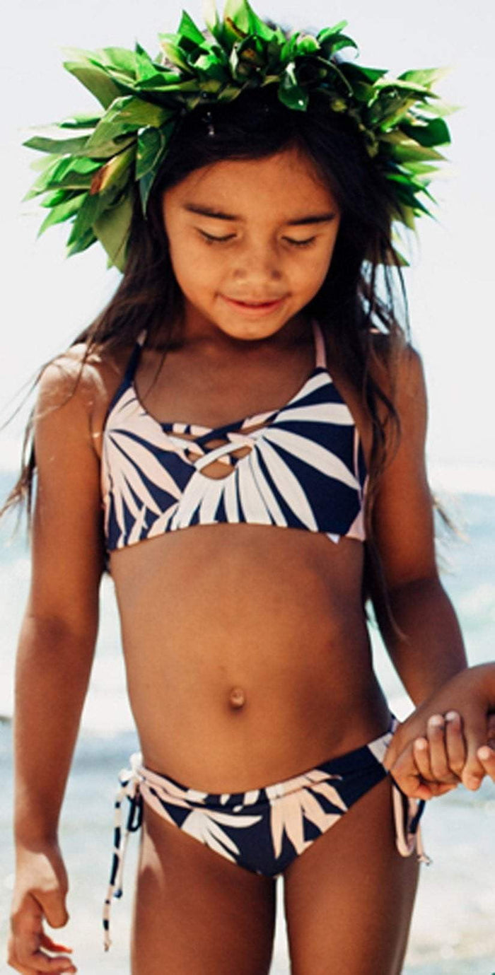 L Space Girls JoJo Bikini Set in Polynesian Palm BLPPS18-NVY: