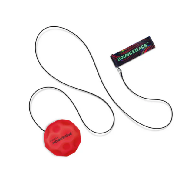 Red 'Bounceback' ball with a black strap