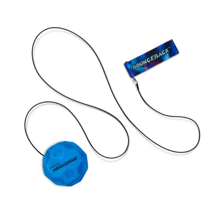 Blue LED Bounceback ball with wrist strap