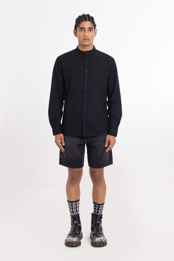 Linen Shirt // Black - Urban Monkey® - UM24A_SH_B002_S